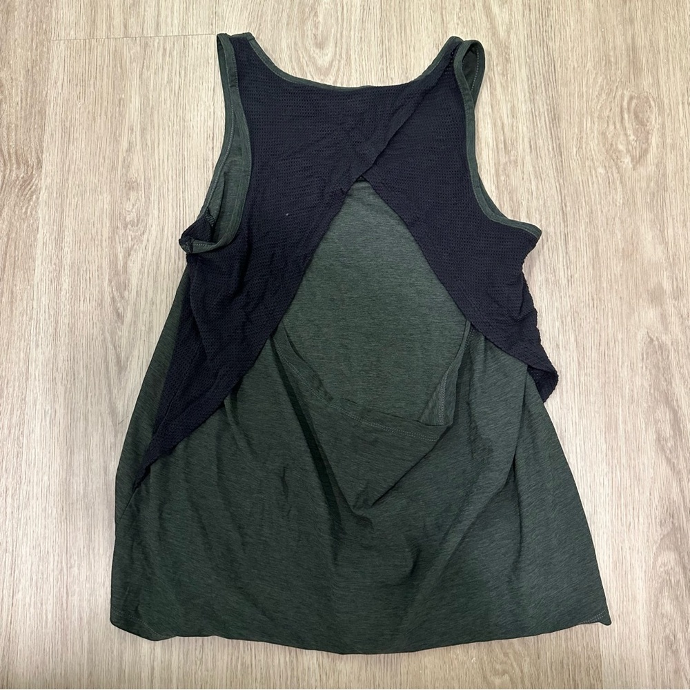 Champion Mesh Open Back Workout Tank Heathered Olive